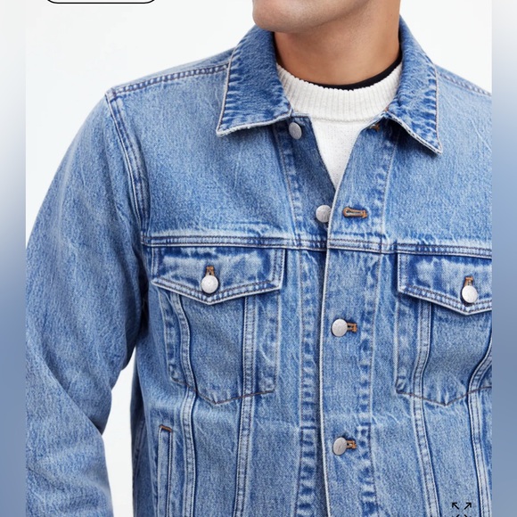 Madewell Men’s Denim Trucker Jacket Size L Excellent Condition Pre-Owned - Picture 2 of 12